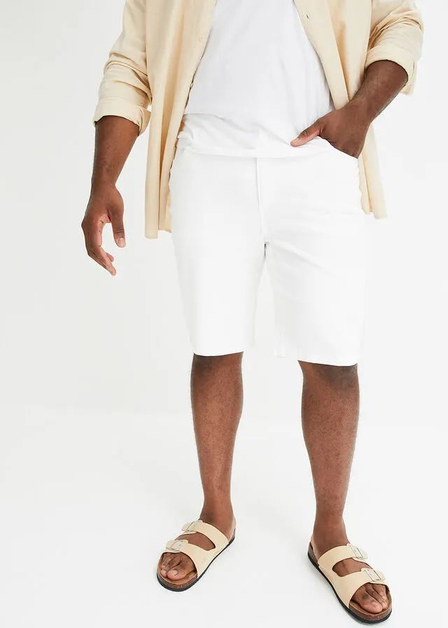 Bermudas vaqueras elásticas con corte normal (2 unidades) Denim claro + sarga blanca